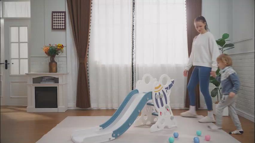Qaba Toddler Slide Indoor for Kids 1.5-3 Years Old, Space Theme