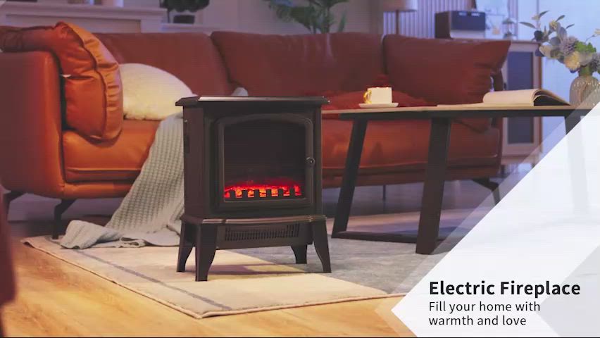 HOMCOM Electric Fireplace Stove, Free standing Fireplace Heater