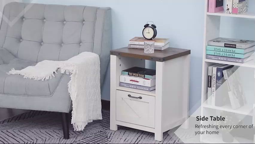 HOMCOM Industrial Side Table with 1 Drawer 1 Shelf Retro End Desk