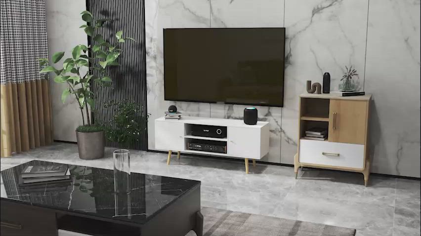 テレビ台 150 cm Tv cabinet with drawers & Shelf HOMCOM TV Stand Cabinet for TVs up to 55 Inches, Entertainment