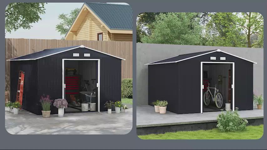 Outsunny 11' x 9' Metal Garden Shed Utility Tool Storage Outdoor
