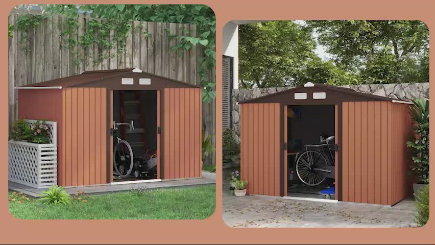 Outsunny 9' x 6.5' x 6.5' Outdoor Backyard Garden Tool Shed with