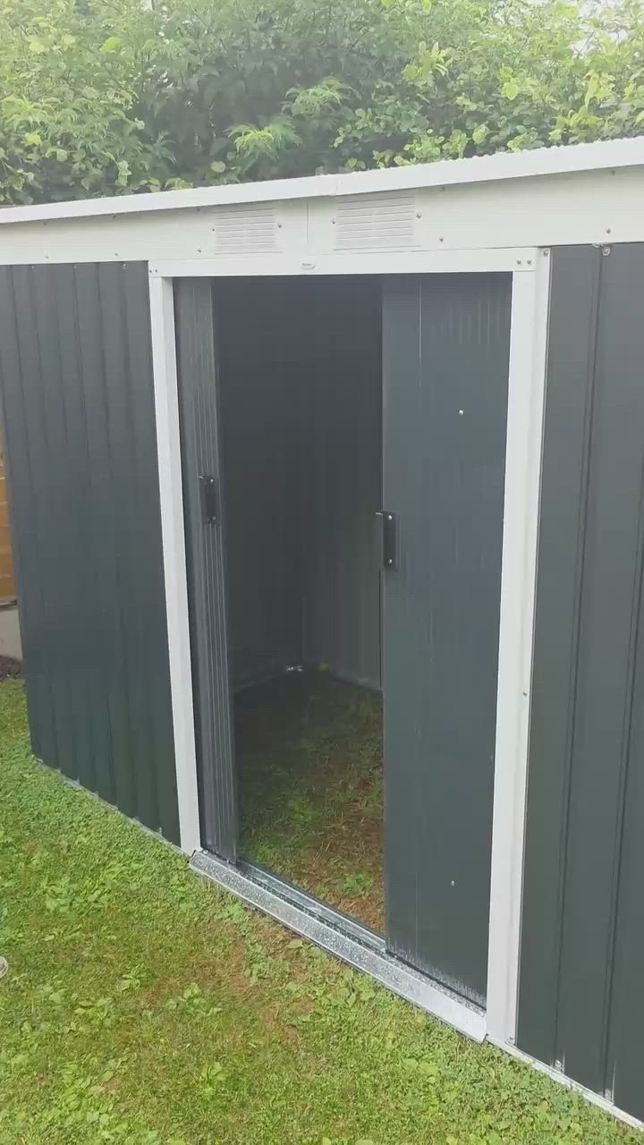 Outsunny Outdoor Metal Storage Shed 9x4, Lockable, Dark Green