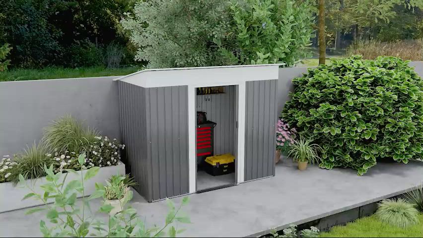 Outsunny 7' x 3.6' Backyard Garden Tool Storage Shed with Lockable