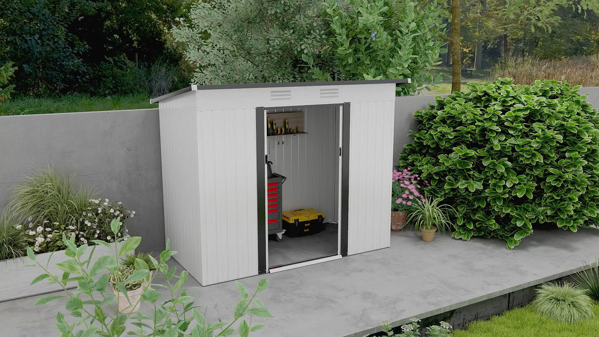 Outsunny 8' x 4' Metal Garden Shed, Backyard Tool Storage Shed