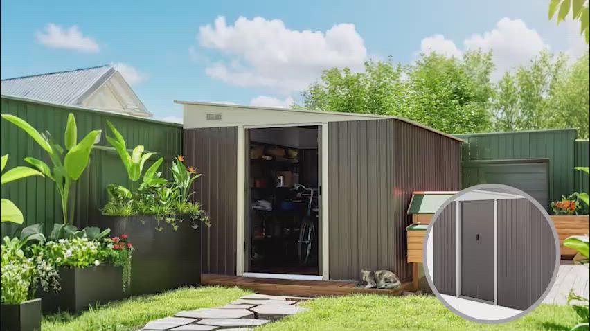 Outsunny 11.5' x 9' x 6.5' Steel Garden Storage Shed Outdoor Metal