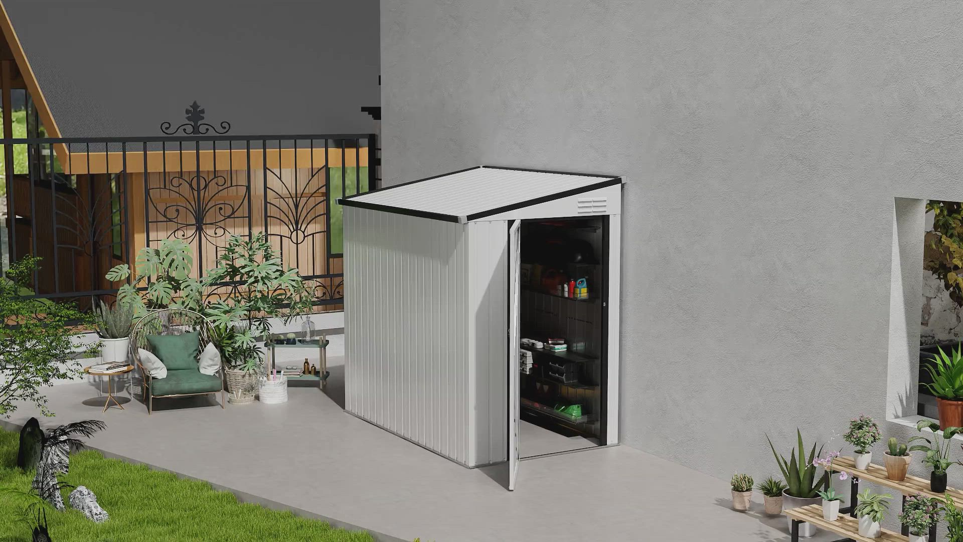 Outsunny 4' x 6' Lean to Garden Storage Shed Outdoor Metal Tool