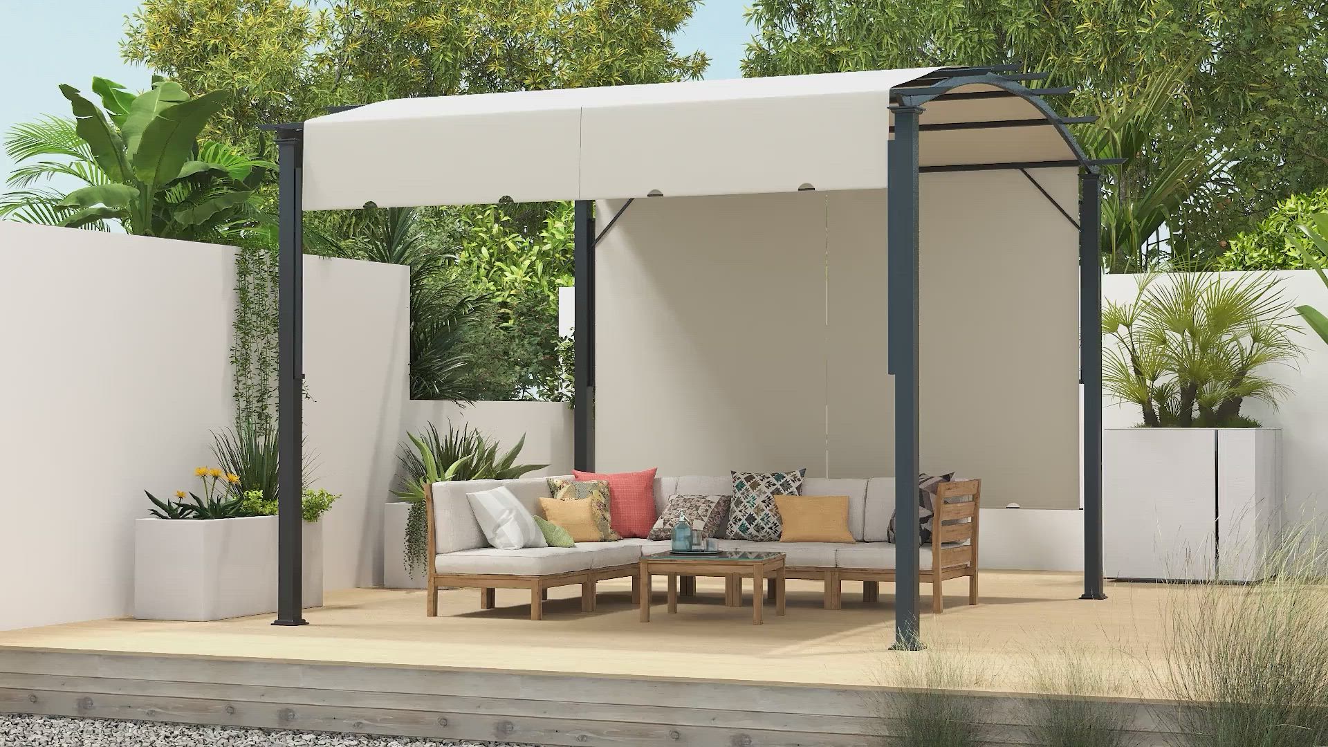 sunnyページ Outsunny 11' x 11' Outdoor Retractable Pergola Canopy for