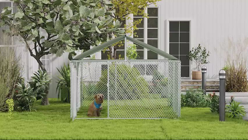 PawHut Dog Kennel Heavy Duty Playpen with Secure Lock Mesh, 7.5' x