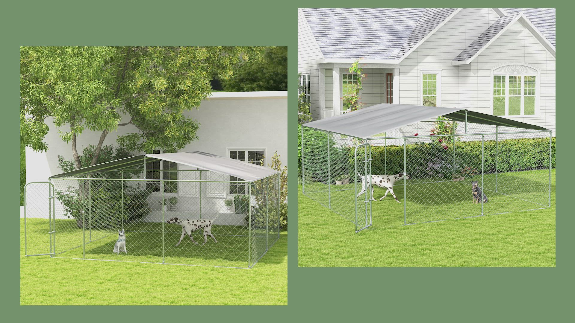 PawHut 15x15 Steel Dog Kennel with Cover, Black | Aosom.com