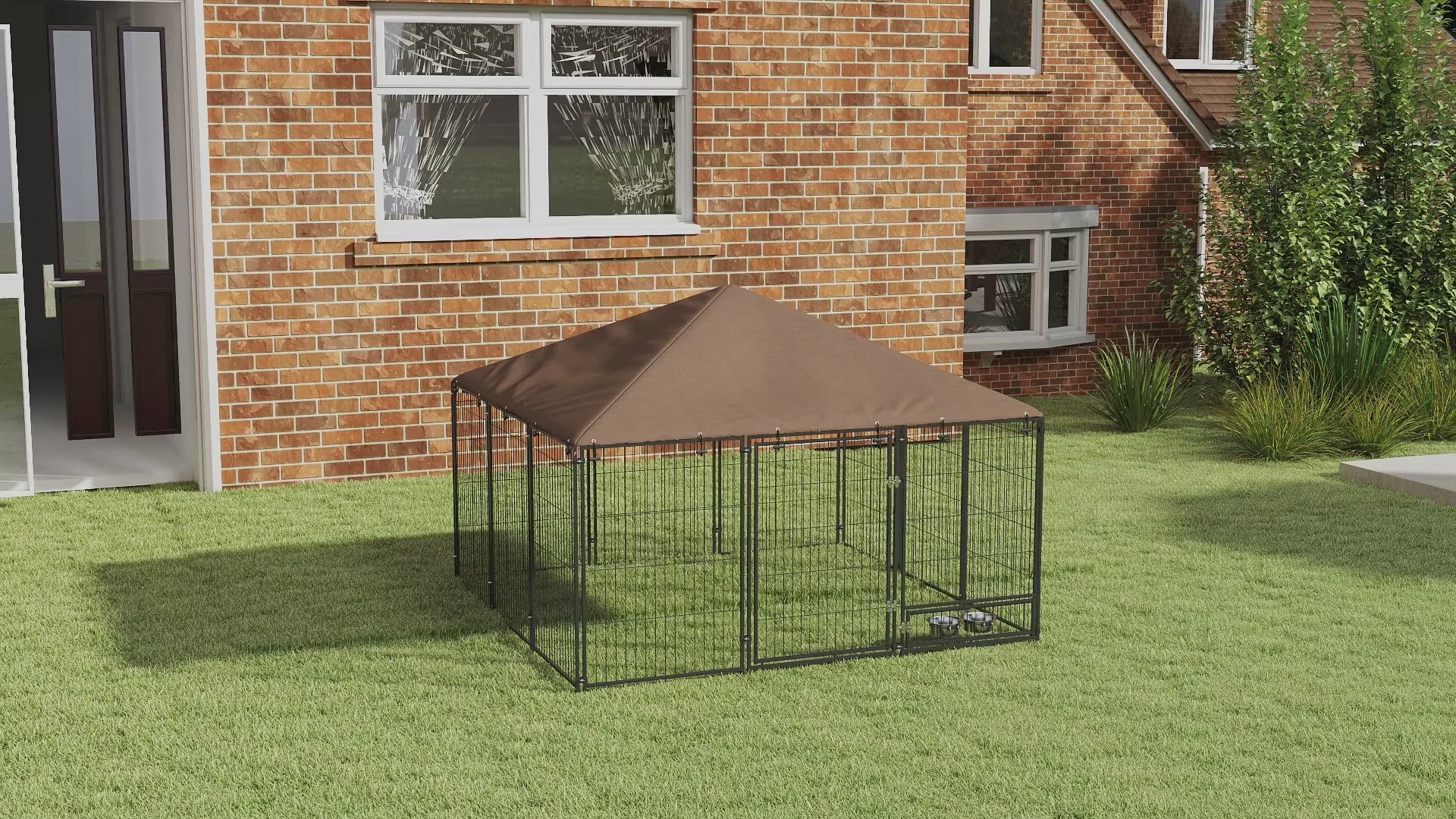 PawHut 6.9' x 6.9' x 5' Outdoor Dog Kennel with Canopy Garden
