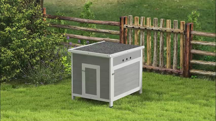 PawHut Wooden Duck Coop with Openable Roof, Removable Floor
